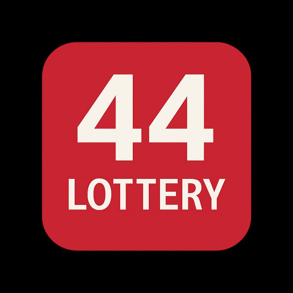A simple badge design indicating updates on 44 Lottery.