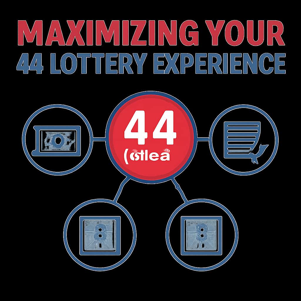 Visual explanation of key aspects of maximizing the 44 Lottery experience.