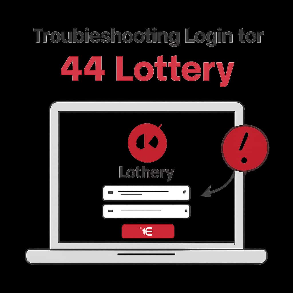 An educational diagram outlining troubleshooting methods for 44 Lottery login.