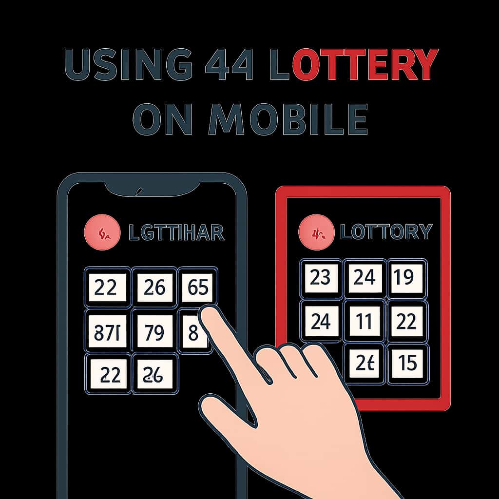 Illustration demonstrating the features of the 44 Lottery mobile access.